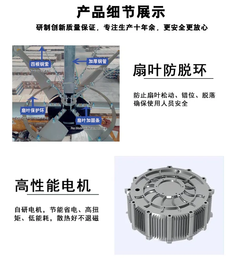 润喆HVLS永磁同步电机 PMSM直驱 工业吊扇电机